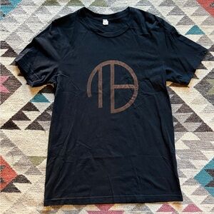 Men's Black Graphic Tee with Brown Logo